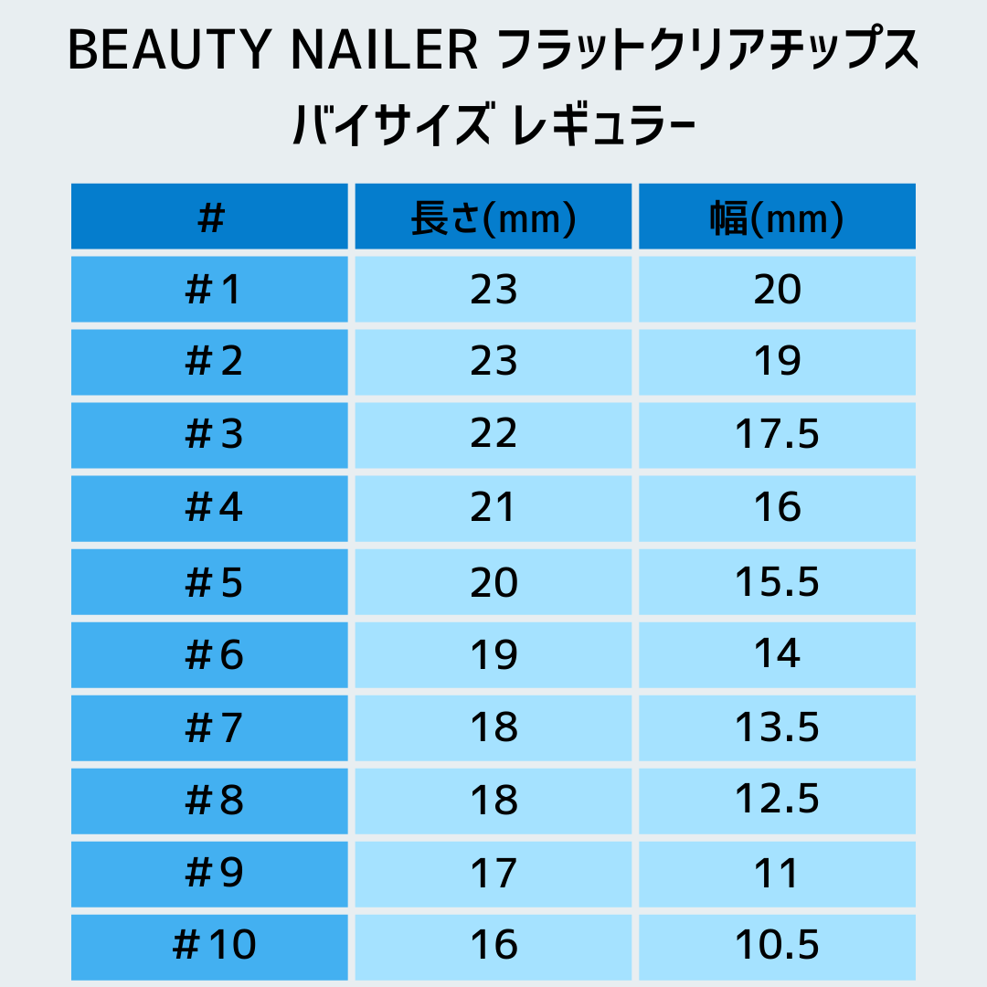 BEAUTY NAILER フラットクリアティップス バイサイズ 50P #2 レギュラー